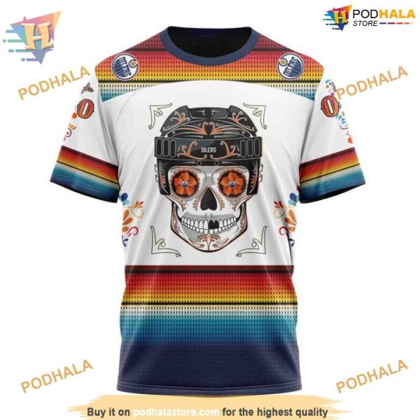 Custom Design For Dia De Los Muertos NHL Edmonton Oilers Hoodie 3D