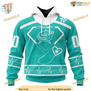 Custom Design Honoring Healthcare Heroes NHL Columbus Blue Jackets Hoodie 3D 1