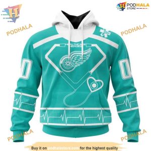 Custom Design Honoring Healthcare Heroes NHL Detroit Red Wings Hoodie 3D 1