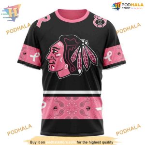 Custom Design In Classic Style BREAST CANCER NHL Chicago Blackhawks Hoodie 3D 3