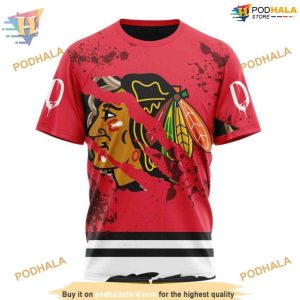 Custom Design Jersey With Your Ribs For Halloween NHL Chicago Blackhawks Hoodie 3D 3