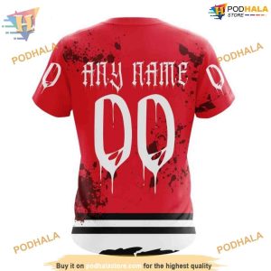 Custom Design Jersey With Your Ribs For Halloween NHL Chicago Blackhawks Hoodie 3D 4