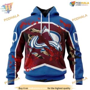 Custom Design Jersey With Your Ribs For Halloween NHL Colorado Avalanche Hoodie 3D 1