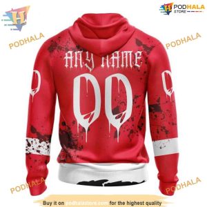 Custom Design Jersey With Your Ribs For Halloween NHL Detroit Red Wings Hoodie 3D 2