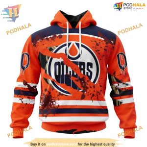 Custom Design Jersey With Your Ribs For Halloween NHL Edmonton Oilers Hoodie 3D 1