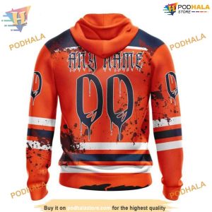 Custom Design Jersey With Your Ribs For Halloween NHL Edmonton Oilers Hoodie 3D 2