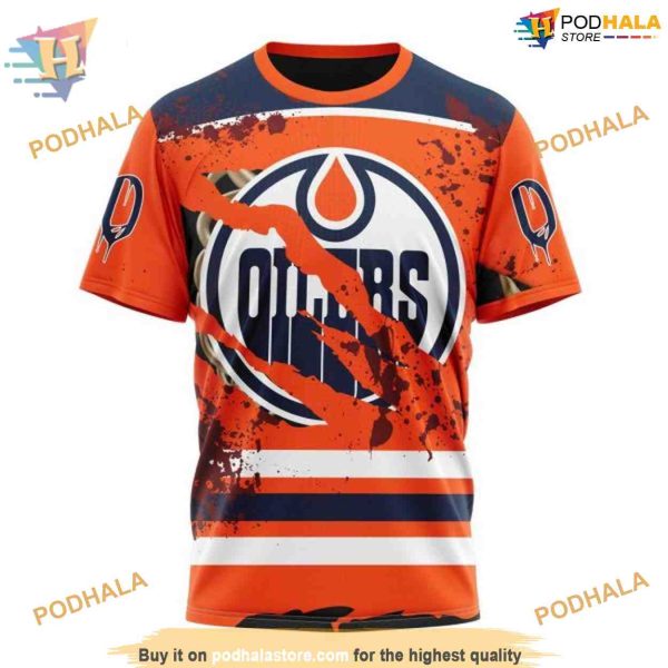 Custom Design Jersey With Your Ribs For Halloween NHL Edmonton Oilers Hoodie 3D