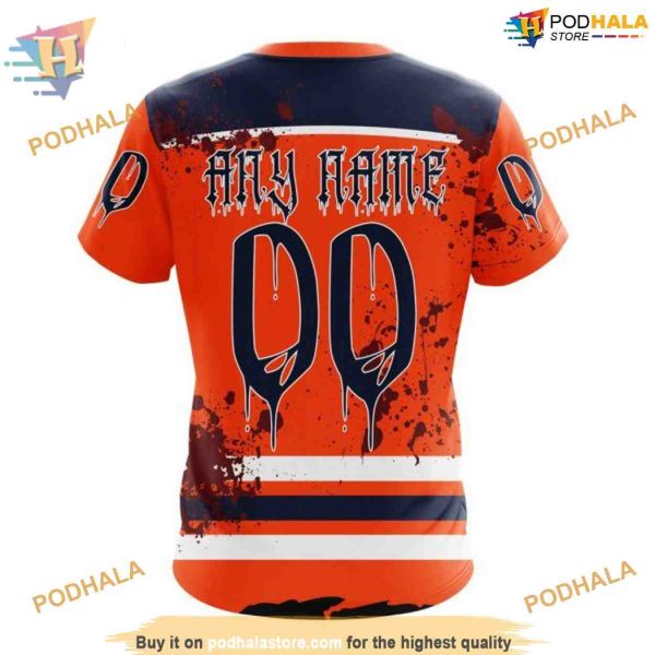 Custom Design Jersey With Your Ribs For Halloween NHL Edmonton Oilers Hoodie 3D