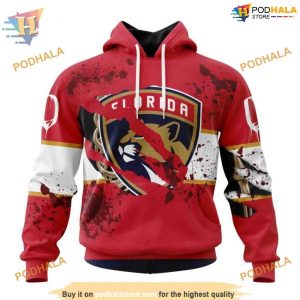 Custom Design Jersey With Your Ribs For Halloween NHL Florida Panthers Hoodie 3D 1