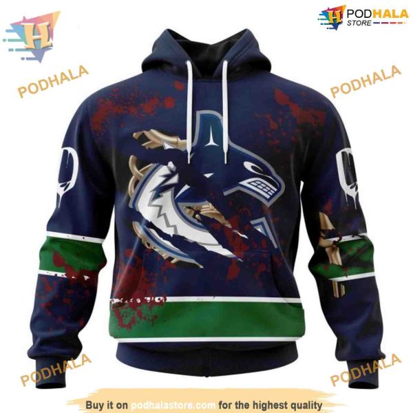 Custom Design Jersey With Your Ribs For Halloween NHL Vancouver Canucks Hoodie 3D