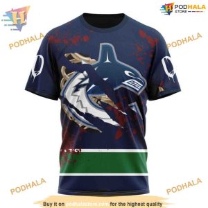 Custom Design Jersey With Your Ribs For Halloween NHL Vancouver Canucks Hoodie 3D 3