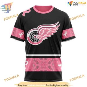 Custom Design PINK BREAST CANCER NHL Detroit Red Wings Hoodie 3D 3