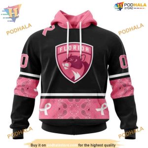 Custom Design PINK BREAST CANCER NHL Florida Panthers Hoodie 3D 1