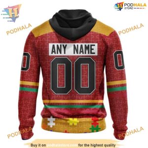 Custom Design With Fearless Aganst Autism Concept NHL Calgary Flames Hoodie 3D 2