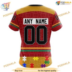 Custom Design With Fearless Aganst Autism Concept NHL Calgary Flames Hoodie 3D 4