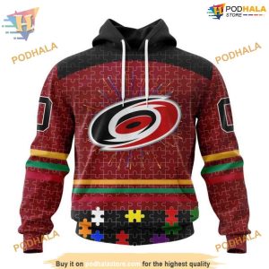 Custom Design With Fearless Aganst Autism Concept NHL Carolina Hurricanes Hoodie 3D 1