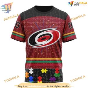 Custom Design With Fearless Aganst Autism Concept NHL Carolina Hurricanes Hoodie 3D 3