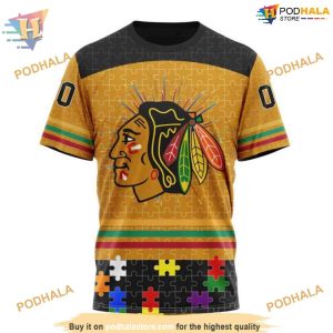 Custom Design With Fearless Aganst Autism Concept NHL Chicago Blackhawks Hoodie 3D 3