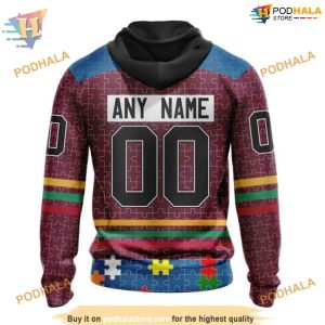 Custom Design With Fearless Aganst Autism Concept NHL Colorado Avalanche Hoodie 3D 2