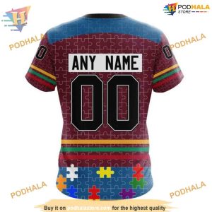 Custom Design With Fearless Aganst Autism Concept NHL Colorado Avalanche Hoodie 3D 4