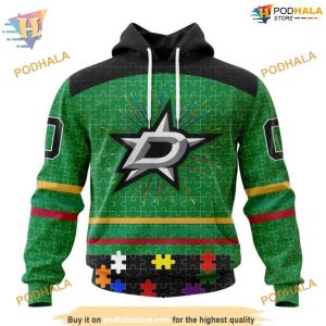 Custom Design With Fearless Aganst Autism Concept NHL Dallas Stars Hoodie 3D 1