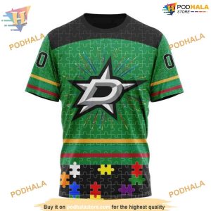 Custom Design With Fearless Aganst Autism Concept NHL Dallas Stars Hoodie 3D 3