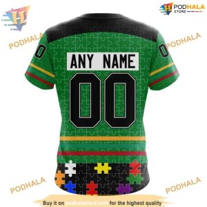 Custom Design With Fearless Aganst Autism Concept NHL Dallas Stars Hoodie 3D 4