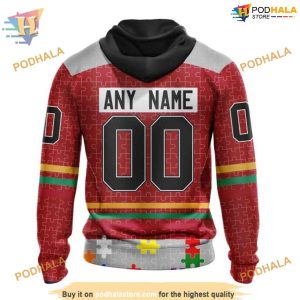 Custom Design With Fearless Aganst Autism Concept NHL Detroit Red Wings Hoodie 3D 2