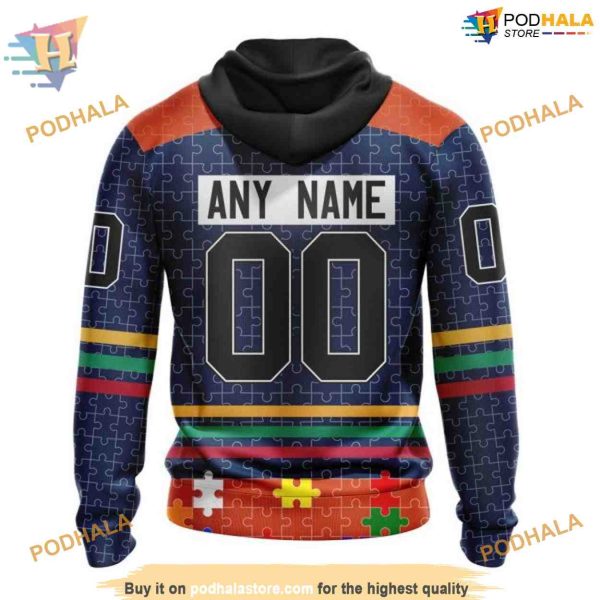 Custom Design With Fearless Aganst Autism Concept NHL Edmonton Oilers Hoodie 3D