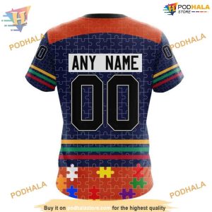 Custom Design With Fearless Aganst Autism Concept NHL Edmonton Oilers Hoodie 3D 4