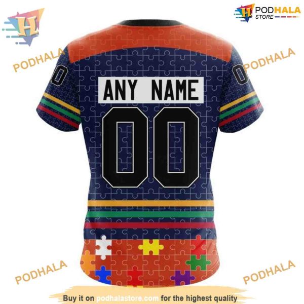 Custom Design With Fearless Aganst Autism Concept NHL Edmonton Oilers Hoodie 3D