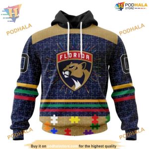 Custom Design With Fearless Aganst Autism Concept NHL Florida Panthers Hoodie 3D 1