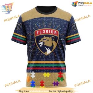 Custom Design With Fearless Aganst Autism Concept NHL Florida Panthers Hoodie 3D 3