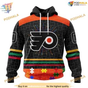 Custom Design With Fearless Aganst Autism Concept NHL Philadelphia Flyers Hoodie 3D 1