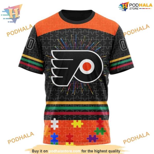 Custom Design With Fearless Aganst Autism Concept NHL Philadelphia Flyers Hoodie 3D