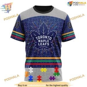 Custom Design With Fearless Aganst Autism Concept NHL Toronto Maple Leafs Hoodie 3D 3