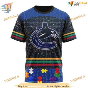Custom Design With Fearless Aganst Autism Concept NHL Vancouver Canucks Hoodie 3D 3