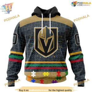 Custom Design With Fearless Aganst Autism Concept NHL Vegas Golden Knights Hoodie 3D 1
