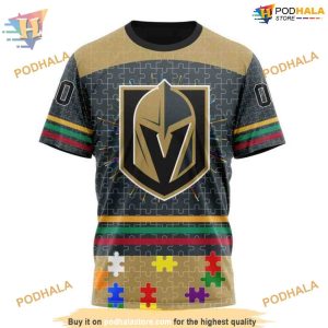 Custom Design With Fearless Aganst Autism Concept NHL Vegas Golden Knights Hoodie 3D 3