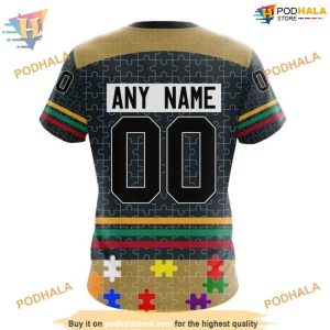 Custom Design With Fearless Aganst Autism Concept NHL Vegas Golden Knights Hoodie 3D 4
