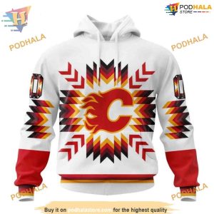 Custom Design With Native Pattern NHL Calgary Flames Hoodie 3D 1