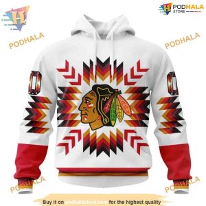 Custom Design With Native Pattern NHL Chicago Blackhawks Hoodie 3D 1