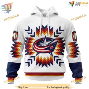 Custom Design With Native Pattern NHL Columbus Blue Jackets Hoodie 3D 1