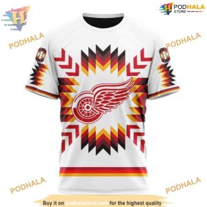 Custom Design With Native Pattern NHL Detroit Red Wings Hoodie 3D 3