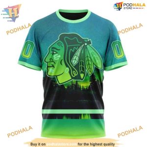 Custom Design With Northern Light Full Printed NHL Chicago Blackhawks Hoodie 3D 3