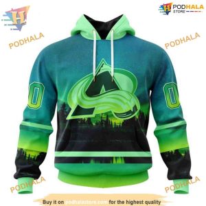 Custom Design With Northern Light Full Printed NHL Colorado Avalanche Hoodie 3D 1