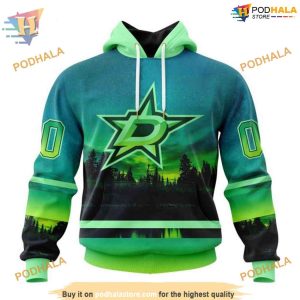 Custom Design With Northern Light Full Printed NHL Dallas Stars Hoodie 3D 1