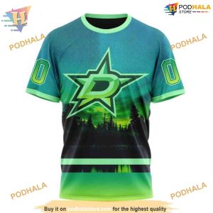 Custom Design With Northern Light Full Printed NHL Dallas Stars Hoodie 3D 3