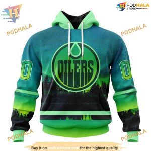 Custom Design With Northern Light Full Printed NHL Edmonton Oilers Hoodie 3D 1