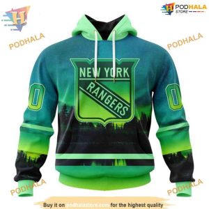 Custom Design With Northern Light Full Printed NHL New York Rangers Hoodie 3D 1